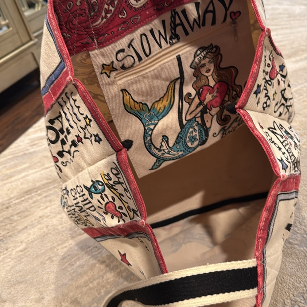 Brighton Stowaway nautical printed canvas big tote bag dead the day in GUC - Picture 8 of 13